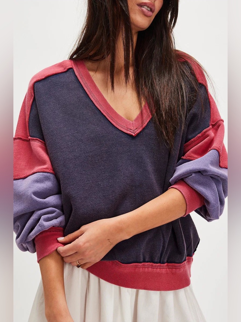 RARE WE THE FREE BY FREE PEOPLE FIRST BASE PULLOVER SWEATSHIRT